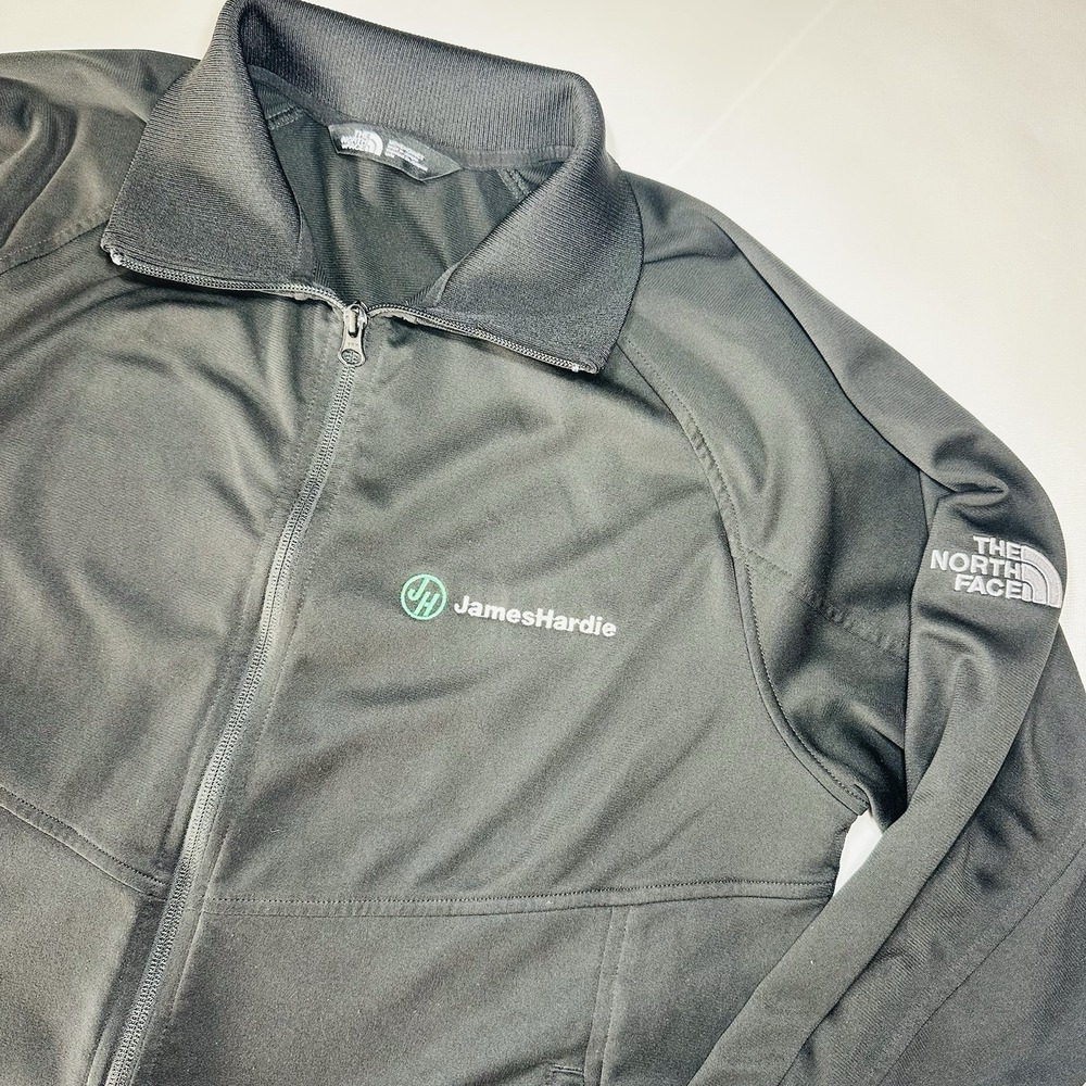 The North Face Mens M Black Full Zip Track Jacket James Hardie Logo Athletic EUC